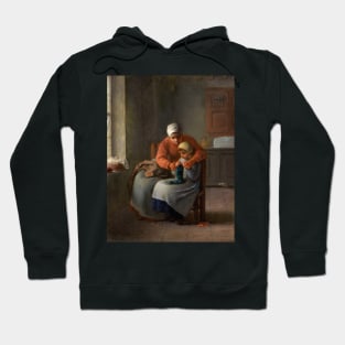 The Knitting Lesson by Jean-Francois Millet Hoodie